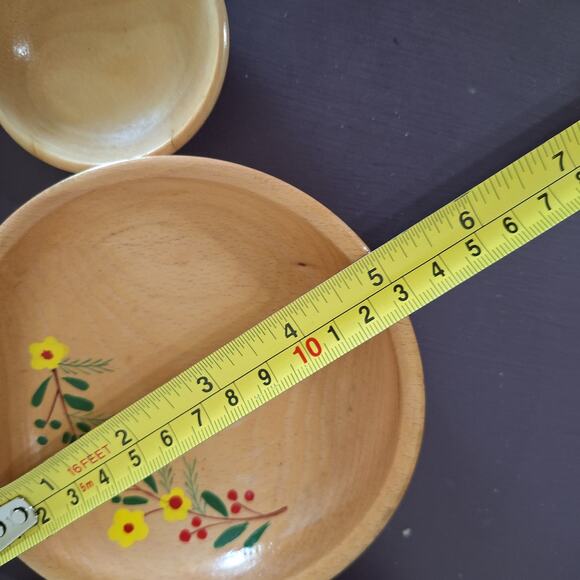 Vintage wood soy sauce rice bowl set of 8 made in Japan - Picture 5 of 7